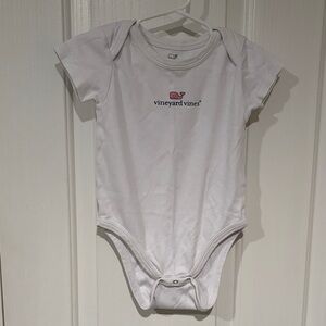 Vineyard Vines White Bodysuit with Pink Logo